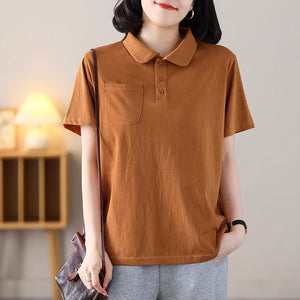 Áo T-shirt ngắn tay cổ pipi một túi nhỏ - NU8747