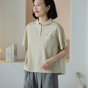 Áo T-shirt ngắn tay cổ pipi một túi - NU10202