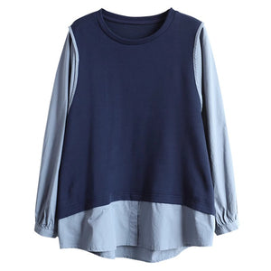 Áo T-shirt dài tay cổ tròn kiểu hai lớp sơ mi - NU9097