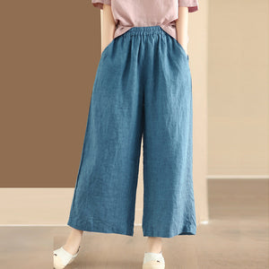 Quần baggy linen lưng thun ống đứng hai túi chéo - NU10446