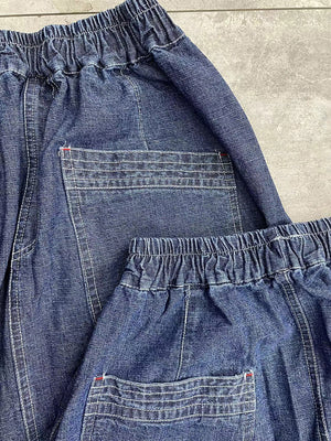 Chân váy denim lưng thun túi vuông chéo - NU10391