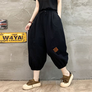 Quần baggy lửng lưng thun may xếp miếng vá - NU10086