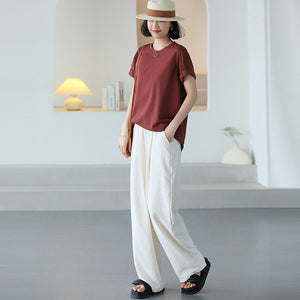 Áo T-shirt ngắn tay kiểu gấp cổ tròn - NU10280