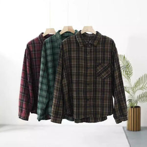 Áo sơ mi dài tay cổ đức một túi kẻ caro - A065