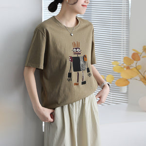 Áo T-shirt ngắn tay cổ tròn in robot - A836