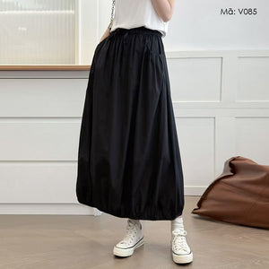 Chân váy linen lưng thun dây rút kiểu alibaba - V083