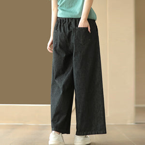 Quần baggy denim ống rộng kiểu một khuy cài - NU8749