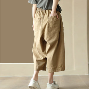 Quần baggy linen lửng lưng thun kiểu túi hộp - NU00001