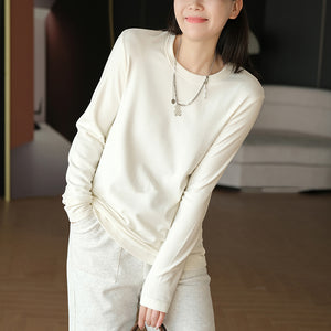 Áo T-shirt dài tay cổ tròn một màu - A518