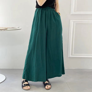 Quần baggy linen lưng thun ống rộng một màu - NU10201