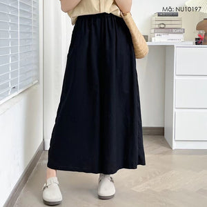 Quần baggy linen lưng thun ống rộng đơn sắc - NU10195