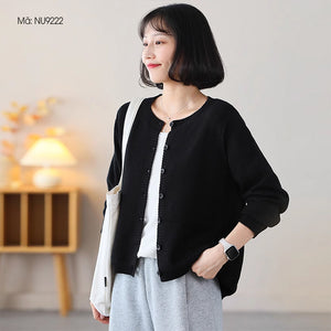 Áo khoác cardigan len đan dài tay cổ tròn hai túi vuông - NU9218