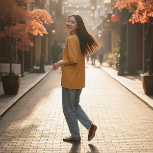 Áo T-shirt ngắn tay cổ tròn in mèo câu cá - A974