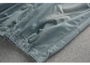 Quần baggy denim lửng lưng thun dây rút hai túi sau - Q242
