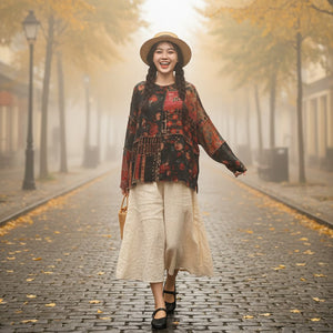 Áo T-shirt dài tay retro - A1014