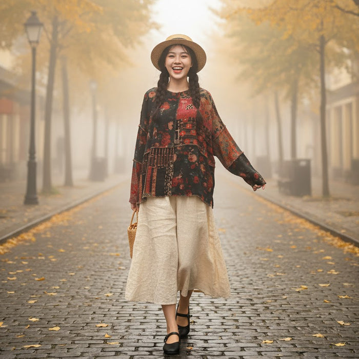 Áo T-shirt dài tay retro - A1014