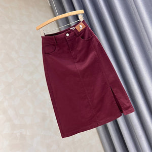 Chân váy retro lưng cao xẻ tà - V046