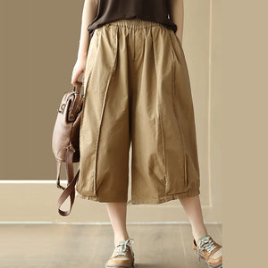Quần baggy lửng lưng thun ống rộng gân nổi - NU10008
