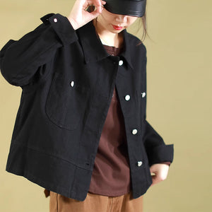 Áo khoác denim dài tay cổ đức túi trước bo tròn - NU9181