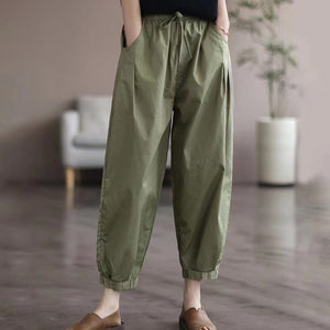 Quần baggy lửng lưng thun dây rút hai túi - Q149