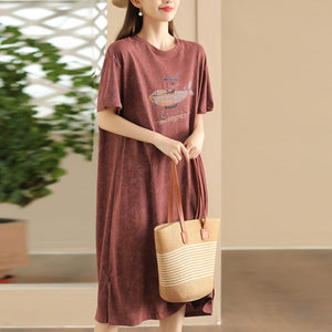 Đầm liền ngắn tay cổ tròn in lái máy bay - NU10520