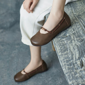 Giày da morigirl retro đế bệt quai đính hạt - OD2232