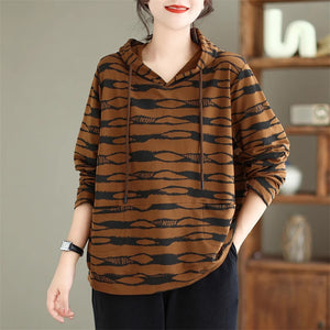 Áo hoodies dài tay hoa văn trừu tượng hai túi - NU9277
