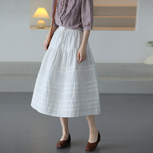 Chân váy linen lưng thun dây rút kiểu xếp tầng - NU10322