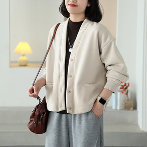 Áo khoác cardigan dài tay cổ V hai túi - A403