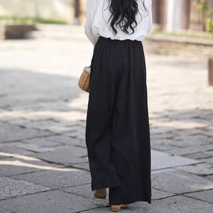 Quần baggy linen lưng thun dây rút ống rộng túi đứng - NU9735