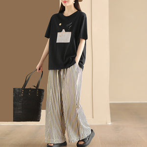 Quần baggy lưng thun dây rút ống rộng kẻ sọc đứng - NU10455