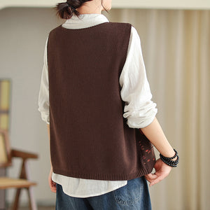 Áo len gile sát nách in hình rừng cây - A238