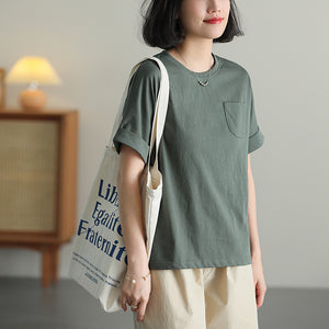 Áo T-shirt ngắn tay cổ tròn một túi - NU10200