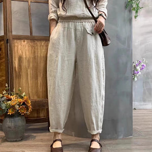 Quần baggy linen lưng thun ống côn một túi kiểu - NU8900