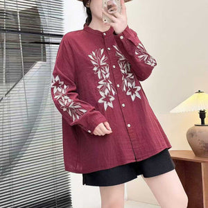 Áo sơ mi dài tay thêu hoa - A1018