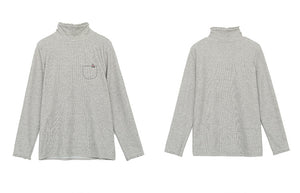 Áo T-shirt dài tay cổ lọ đính ren thêu túi hoa - NU9644
