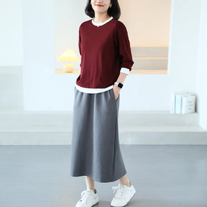 Áo T-shirt dài tay cổ tròn kiểu hai lớp - A175