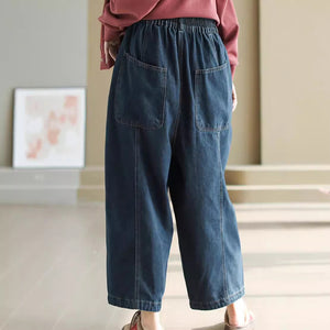 Quần baggy denim lưng thun khuy cài hai túi chéo - Q173