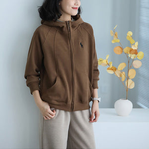 Áo khoác nỉ dài tay có mũ đơn sắc  - NU9380