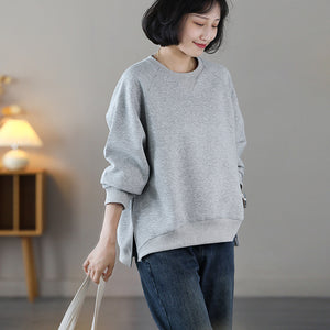 Áo T-shirt dài tay cổ tròn vạt xẻ lệch - NU9096