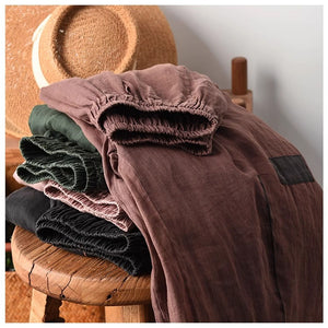 Quần baggy linen lưng thun một túi sau phối mảnh vải - NU9836