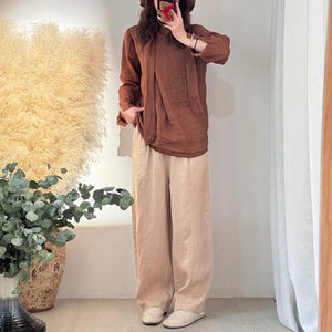 Quần baggy linen retro lưng thun dây rút - Q097