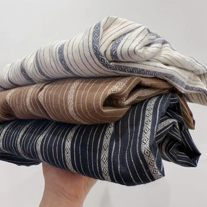 Quần baggy linen lưng thun ống rộng kẻ sọc quả trám - NU10161