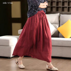 Chân váy xòe linen lưng thun - V133