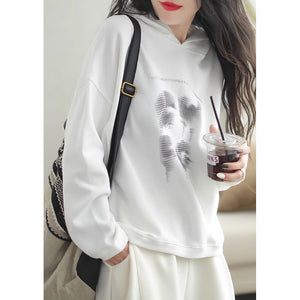 Áo hoodies dài tay in chữ trừu tượng - NU9164