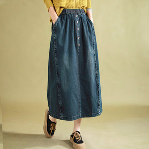 Chân váy denim lưng thun năm khuy - NU9680
