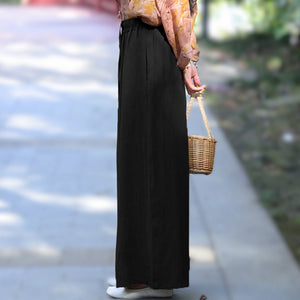 Quần baggy linen lưng thun ống rộng một màu - NU8721