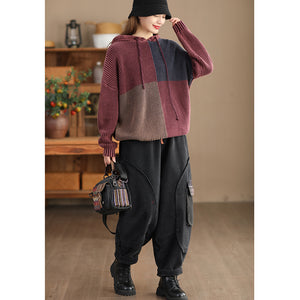 Áo hoodies len dài tay ô màu đối xứng - NU9556