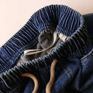 Quần baggy denim lửng lưng thun dây rút ống rộng - Q239