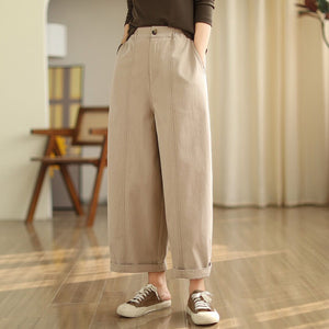 Quần baggy lưng thun ống rộng khuy cài kiểu xếp ly - NU9732